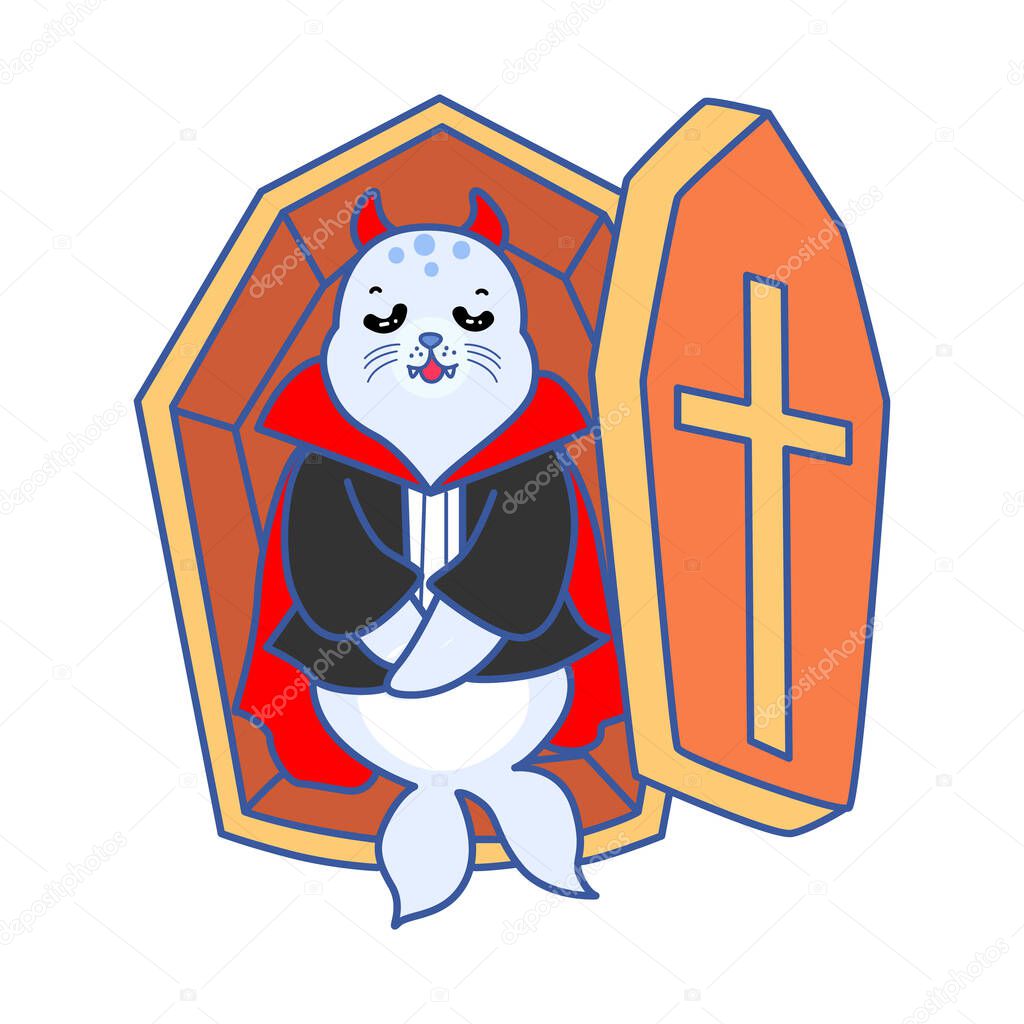 Cute Seal vector icon. Funny baby Seal animal series stock illustration. Life of fluffy Seal designs.