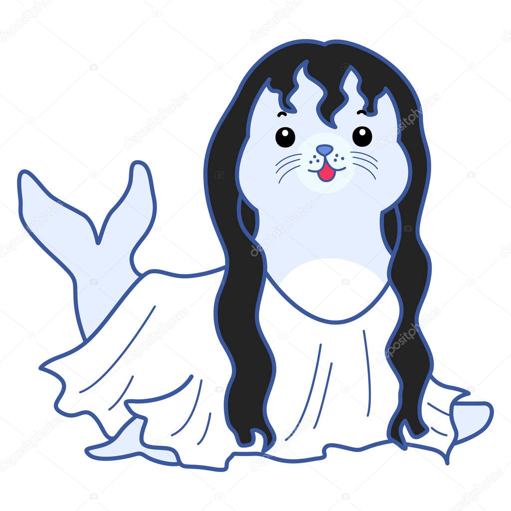 Cute Seal vector icon. Funny baby Seal animal series stock illustration. Life of fluffy Seal designs.