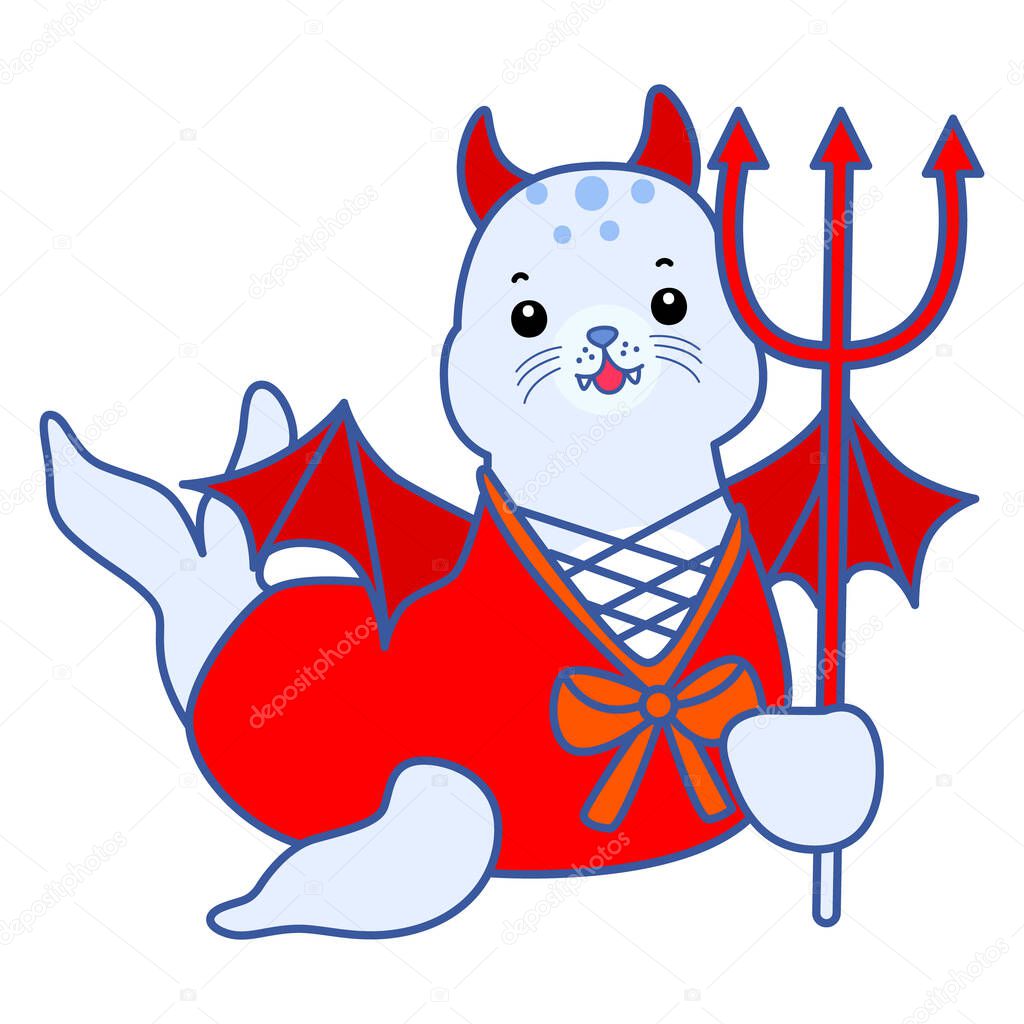 Cute Seal vector icon. Funny baby Seal animal series stock illustration. Life of fluffy Seal designs.