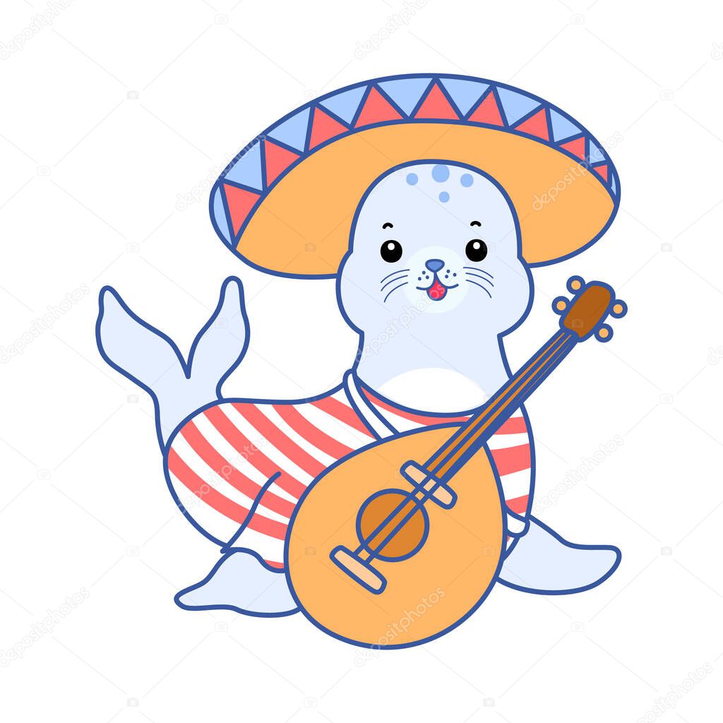 Cute Seal vector icon. Funny baby Seal animal series stock illustration. Life of fluffy Seal designs.