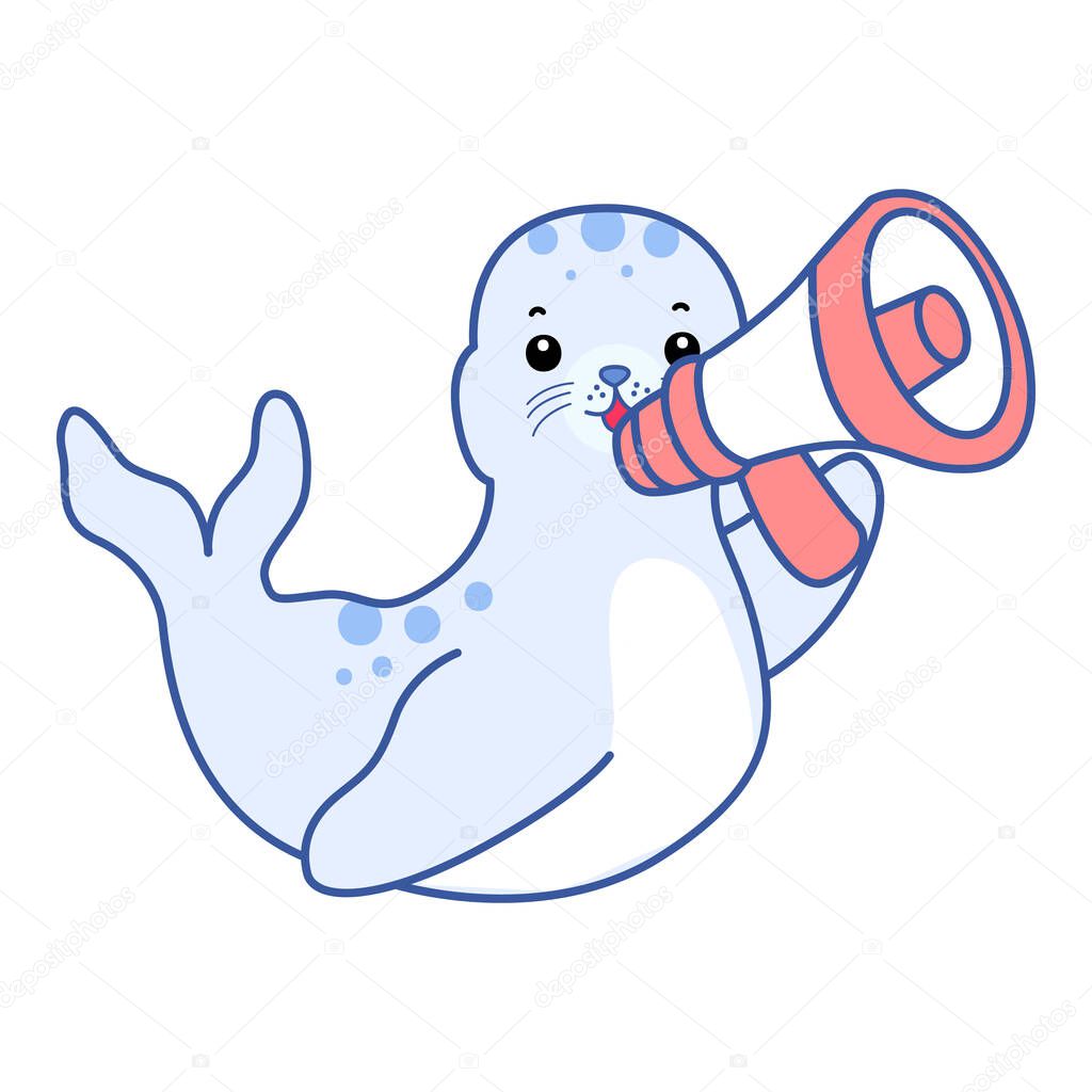 Cute Seal vector icon. Funny baby Seal animal series stock illustration. Life of fluffy Seal designs.