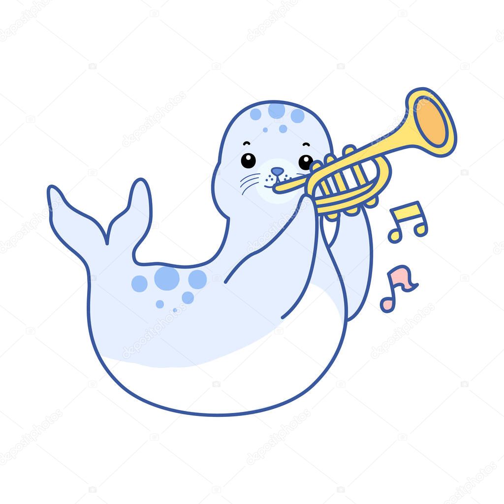 Cute Seal vector icon. Funny baby Seal animal series stock illustration. Life of fluffy Seal designs.