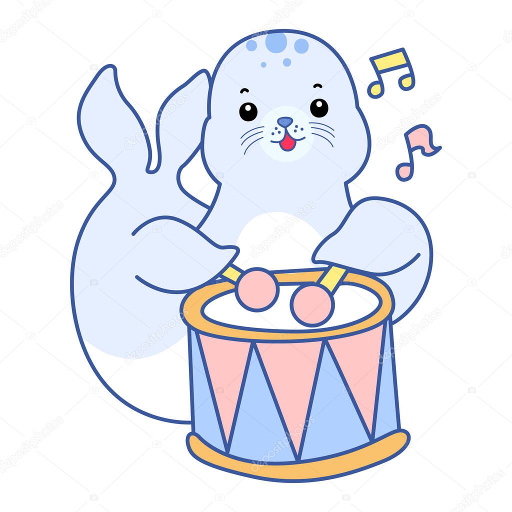 Cute Seal vector icon. Funny baby Seal animal series stock illustration. Life of fluffy Seal designs.