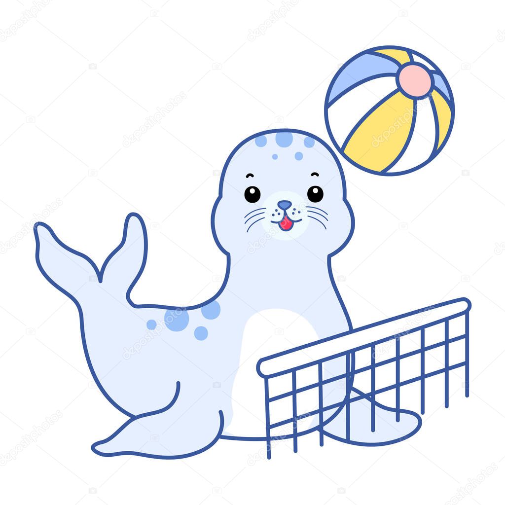 Cute Seal vector icon. Funny baby Seal animal series stock illustration. Life of fluffy Seal designs.