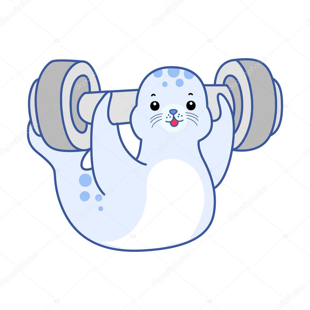 Cute Seal vector icon. Funny baby Seal animal series stock illustration. Life of fluffy Seal designs.