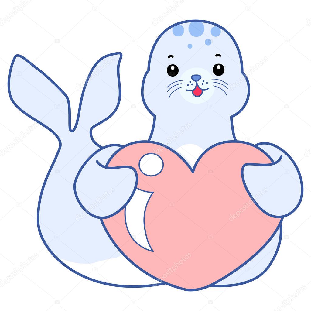 Cute Seal vector icon. Funny baby Seal animal series stock illustration. Life of fluffy Seal designs.