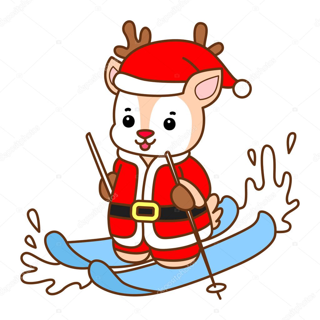 Cute Deer vector icon. Funny baby Deer animal series stock illustration. Life of fluffy Deer designs.