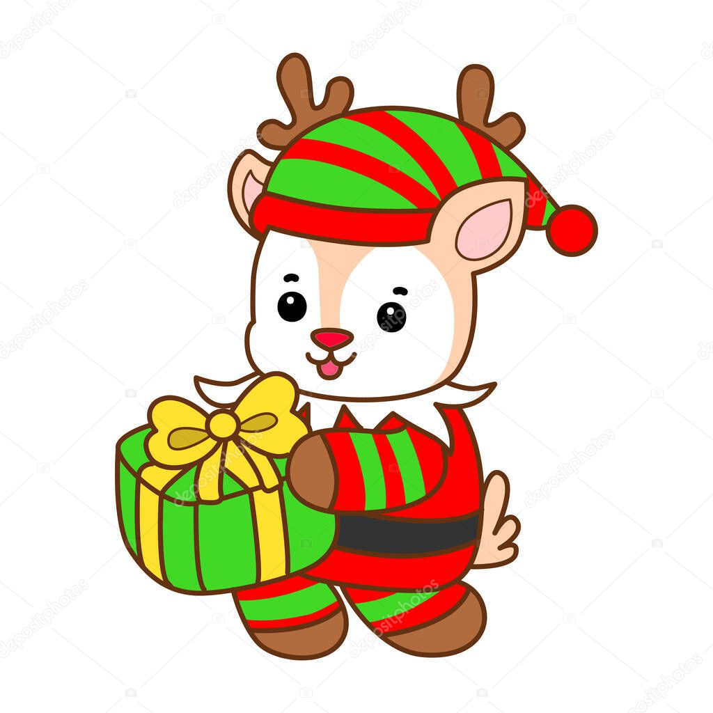 Cute Deer vector icon. Funny baby Deer animal series stock illustration. Life of fluffy Deer designs.