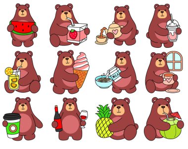 Sevimli ayı ikonu. Günlük aktivitelerde komik ayı..