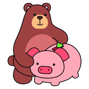 Sevimli ayı ikonu. Günlük aktivitelerde komik ayı..