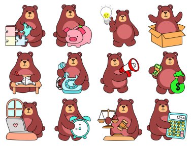 Sevimli ayı ikonu. Günlük aktivitelerde komik ayı..