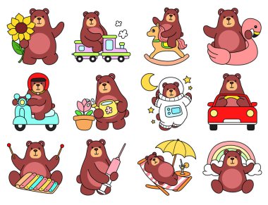 Sevimli ayı ikonu. Günlük aktivitelerde komik ayı..