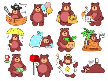 Sevimli ayı ikonu. Günlük aktivitelerde komik ayı..