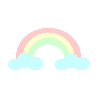 Şablon ve pastel renkli şirin yapış yapış planlayıcılar. İki bulutlu sevimli gökkuşağı