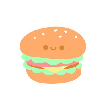 Şablon ve pastel renkli şirin yapış yapış planlayıcılar. şirin burger simgesi