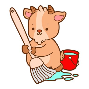 Şirin keçi hayvan simgesi çıkartmaları. Keçi paspası