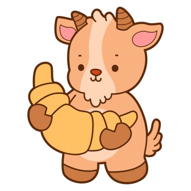 Şirin keçi hayvan simgesi çıkartmaları. Keçi, ekmek getir.