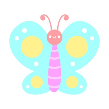 Yapışkan notlar, notlar ya da defter çıkartmaları için şirin pastel eşyalar. Şirin kelebek simgesi