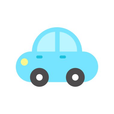 Yapışkan notlar, notlar ya da defter çıkartmaları için şirin pastel eşyalar. Şirin mavi araba simgesi