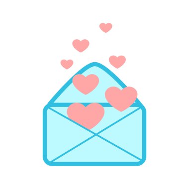 Yapışkan notlar, notlar ya da defter çıkartmaları için şirin pastel eşyalar. Sevgiyle dolu şirin bir zarf.