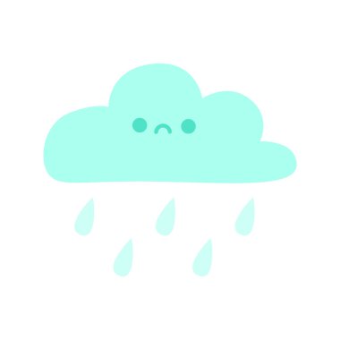 Yapışkan notlar, notlar ya da defter çıkartmaları için şirin pastel eşyalar. Yağmurlu şirin bulutlar