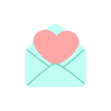 Yapışkan notlar, notlar ya da defter çıkartmaları için şirin pastel eşyalar. Kalpli bir aşk mektubu.