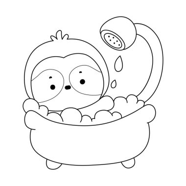 Şirin tembel hayvan vektör ikonu. Komik bebek miskin hayvan hayvan serisi örnekleri. Yumuşak tembel hayvan tasarımlarının yavaş yaşamı. Sevimli tembellerin boyama sayfaları. Tembelliğin ana hatları yıkanıyor.