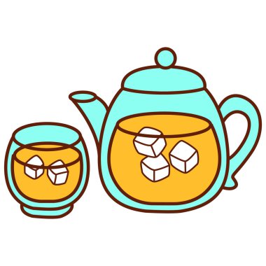 Ramazan ikonu seti. Müslüman Mübarek 'in resmi. Müslüman ya da İslam unsurlarının el çizimi..