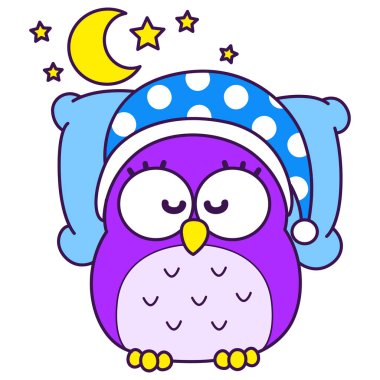 Menekşe baykuşunun günlük aktiviteleri. Günlük yaşamda sevimli baykuşun duygusallığı. Sevimli baykuşların boyama sayfaları. Baykuş uyuyordu.