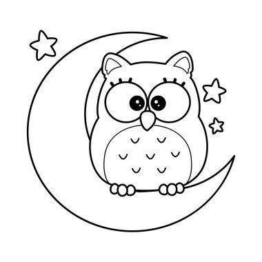 Menekşe baykuşunun günlük aktiviteleri. Günlük yaşamda sevimli baykuşun duygusallığı. Sevimli baykuşların boyama sayfaları. Ayda duran baykuşun ana hatları