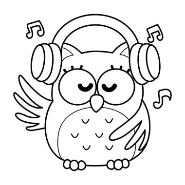 Menekşe baykuşunun günlük aktiviteleri. Günlük yaşamda sevimli baykuşun duygusallığı. Sevimli baykuşların boyama sayfaları. Baykuşun ana hatları müzikle eğleniyor