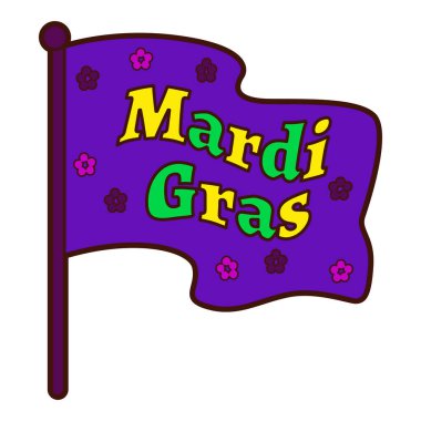 Şirin Mardi Gras elemanları ikonu. Fransızca Mardi Gras karnaval kutlaması. Merdi çimen klipsi sanatı festivali.. 