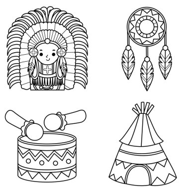 Hint mülkünün ve kostümünün renklendirme sayfaları.