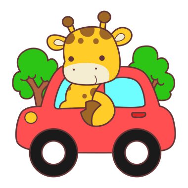 Bebek Zürafa 'dan İzole Edilmiş Vektör Stok Resimleri. Çeşitli aktiviteleri olan şirin zürafa hayvanları. Komik zürafa hayvan çocukları etiketi.