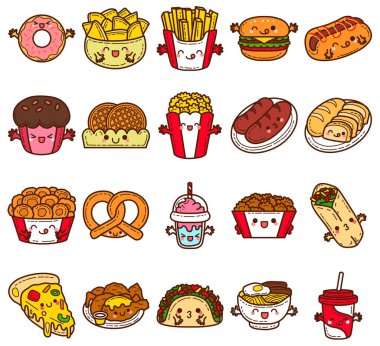 Çocuklar ve restoranlar için duygu yüklü fast food ya da abur cubur çeşitleri.