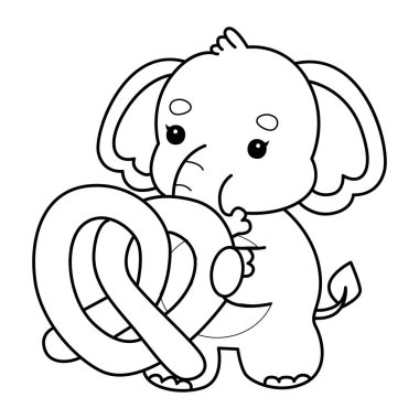 Komik Bebek Fil 'in boyama sayfaları. Fil ana hatlarıyla Waffle getir.