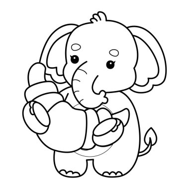 Komik Bebek Fil 'in boyama sayfaları. Fil çizgisi, ekmek getir.