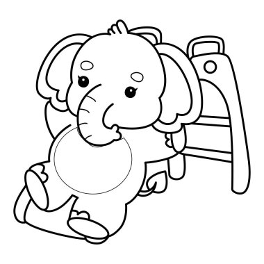 Komik Bebek Fil 'in boyama sayfaları. Kayan bir filin ana hatları