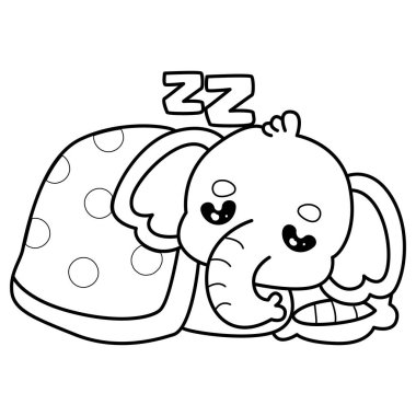 Komik Bebek Fil 'in boyama sayfaları. Fil uykusunun ana hatları