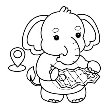 Komik Bebek Fil 'in boyama sayfaları. Filin ana hatlarına bak.