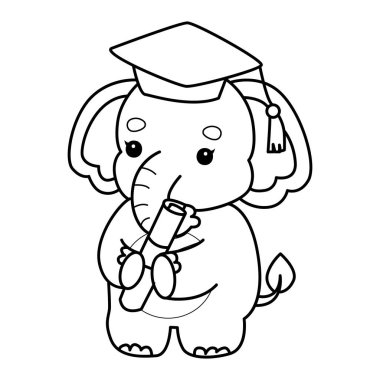 Komik Bebek Fil 'in boyama sayfaları. Fil taslağı mezuniyetti.