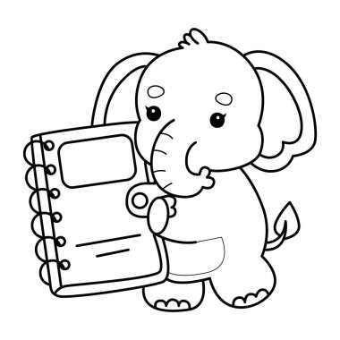 Komik Bebek Fil 'in boyama sayfaları. Fil taslağı bir not getir.