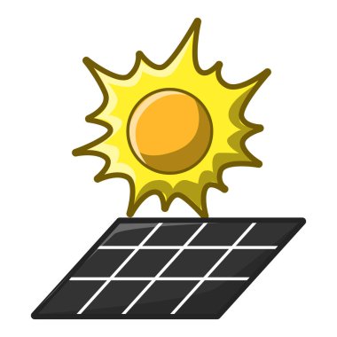 Ekolojinin simgeleri. Yenilenebilir enerji elementleri. Yeşil yaprak güneş ve rüzgar enerjisi.