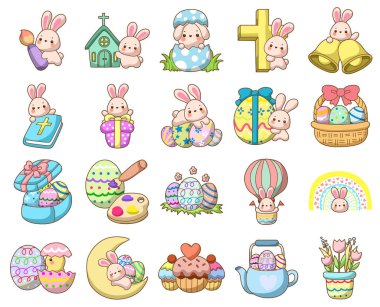 Paskalya tavşanı sürpriz hisse senedi çizimi. Yumurtalı Paskalya tavşanı hediyesi. Paskalya tebrik kartı ve şirin küçük bir tavşan. Mutluluğun sembolü.