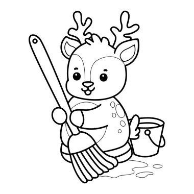 Sevimli keçi hayvan simgesi çıkartmalarının renkli sayfaları. Keçi paspasının ana hatları