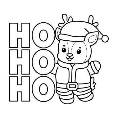 Sevimli keçi hayvan simgesi çıkartmalarının renkli sayfaları. Ho ho metin ile keçi ana hatları