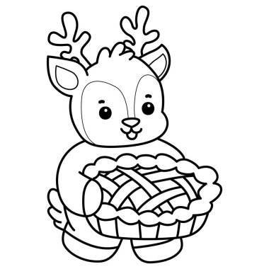 Sevimli keçi hayvan simgesi çıkartmalarının renkli sayfaları. Keçi çizgisi Kirazlı turta getir