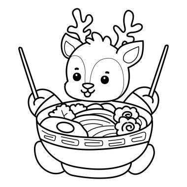 Sevimli keçi hayvan simgesi çıkartmalarının renkli sayfaları. Keçi yiyen eriştenin ana hatları