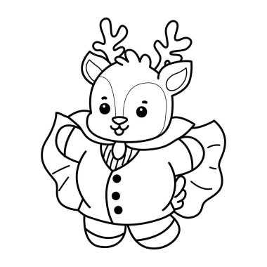 Sevimli keçi hayvan simgesi çıkartmalarının renkli sayfaları. Vampir kostümü giymiş keçi çizgisi