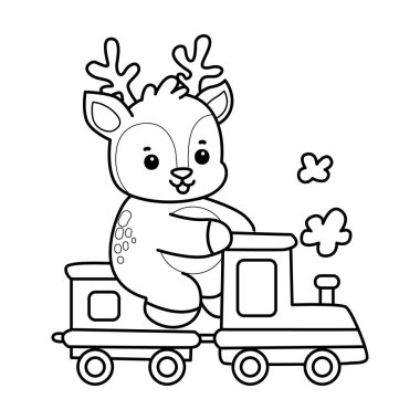 Sevimli keçi hayvan simgesi çıkartmalarının renkli sayfaları. Trendeki keçi çizgisi.